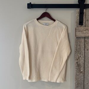 Kersh Ivory Textured Crewneck Sweater fits size medium, tight fit on large